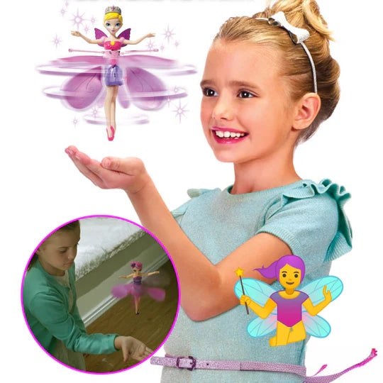 Flying Fairy Doll with Hand Sensor Control and LED Lights Spinning Toy - Image 1