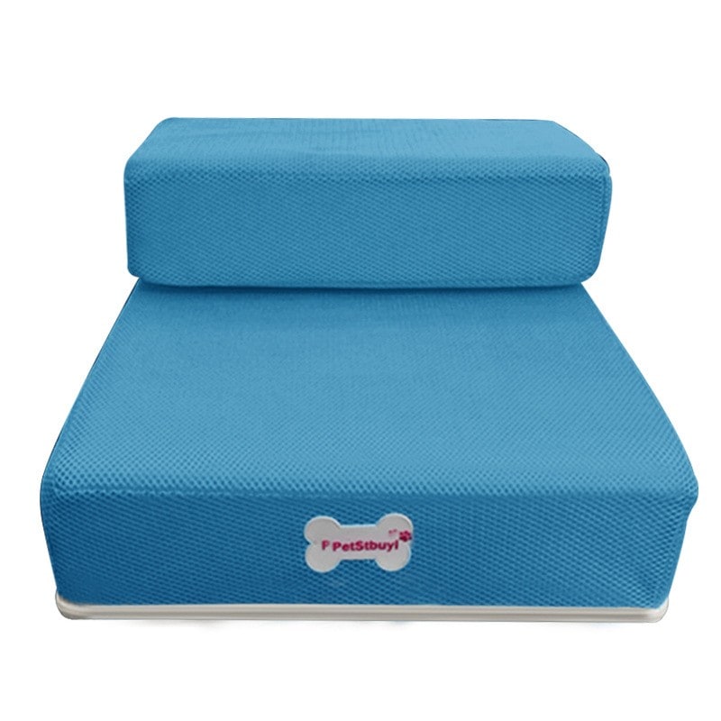 Foam Dog Stairs Two Step Foldable Pet for Cats with Breathable Cover Collapsible - Image 1