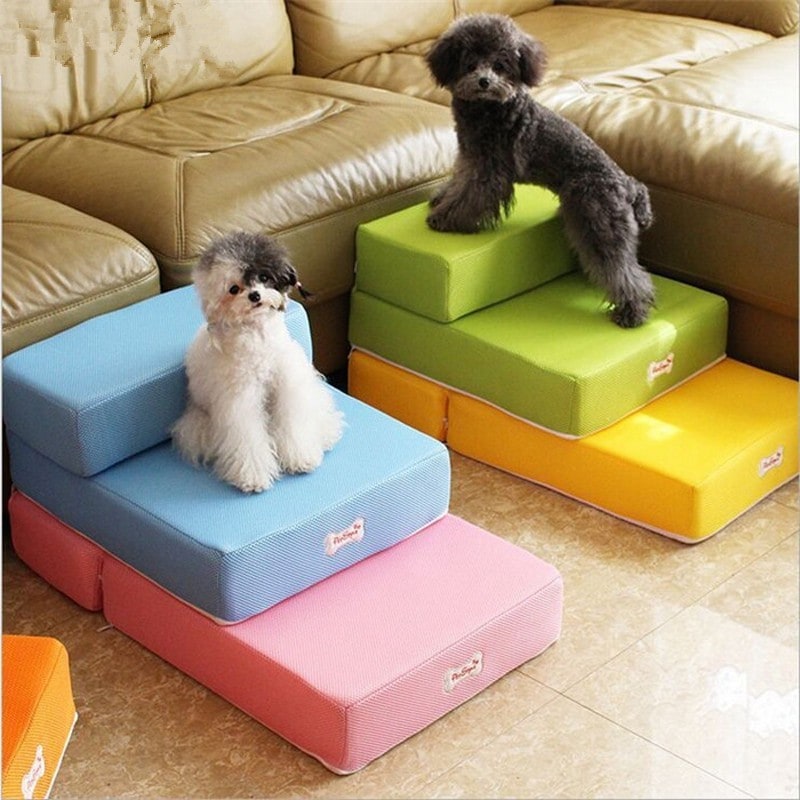 Foam Dog Stairs Two Step Foldable Pet for Cats with Breathable Cover Collapsible - Image 20