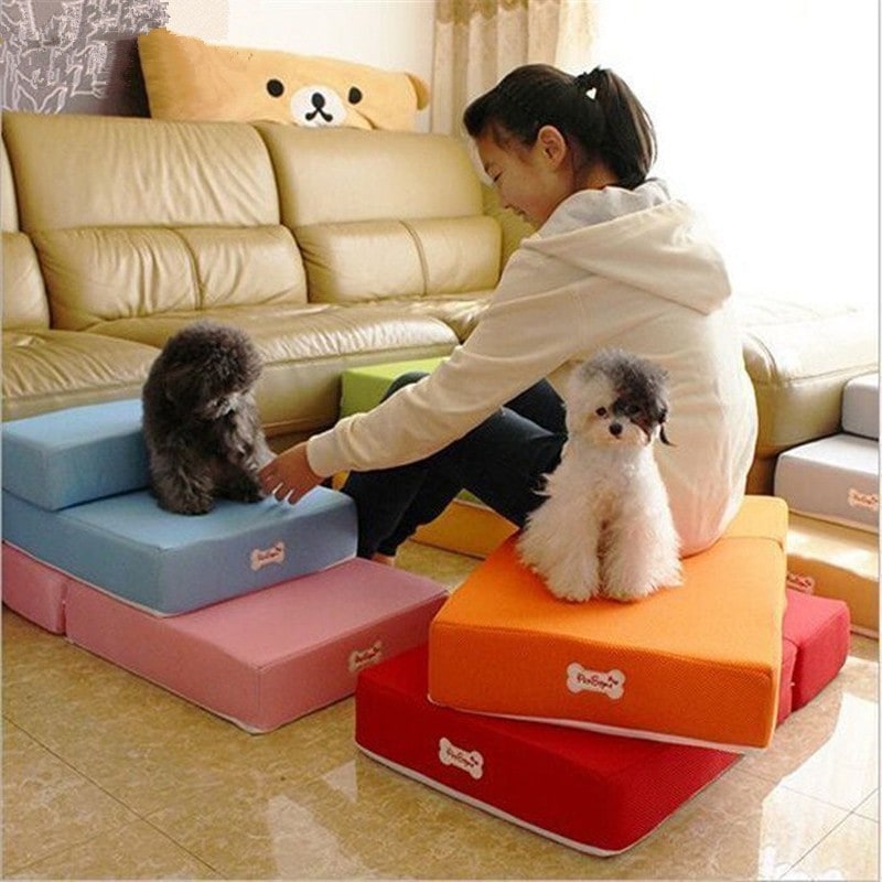 Foam Dog Stairs Two Step Foldable Pet for Cats with Breathable Cover Collapsible - Image 21