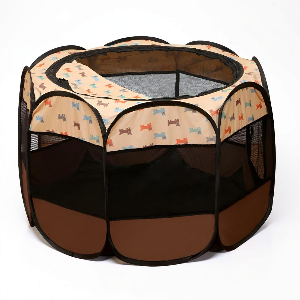 Foldable Dog Playpen Cat Pet Portable Mesh Breathable Zippered Octagonal Tent - Image 11