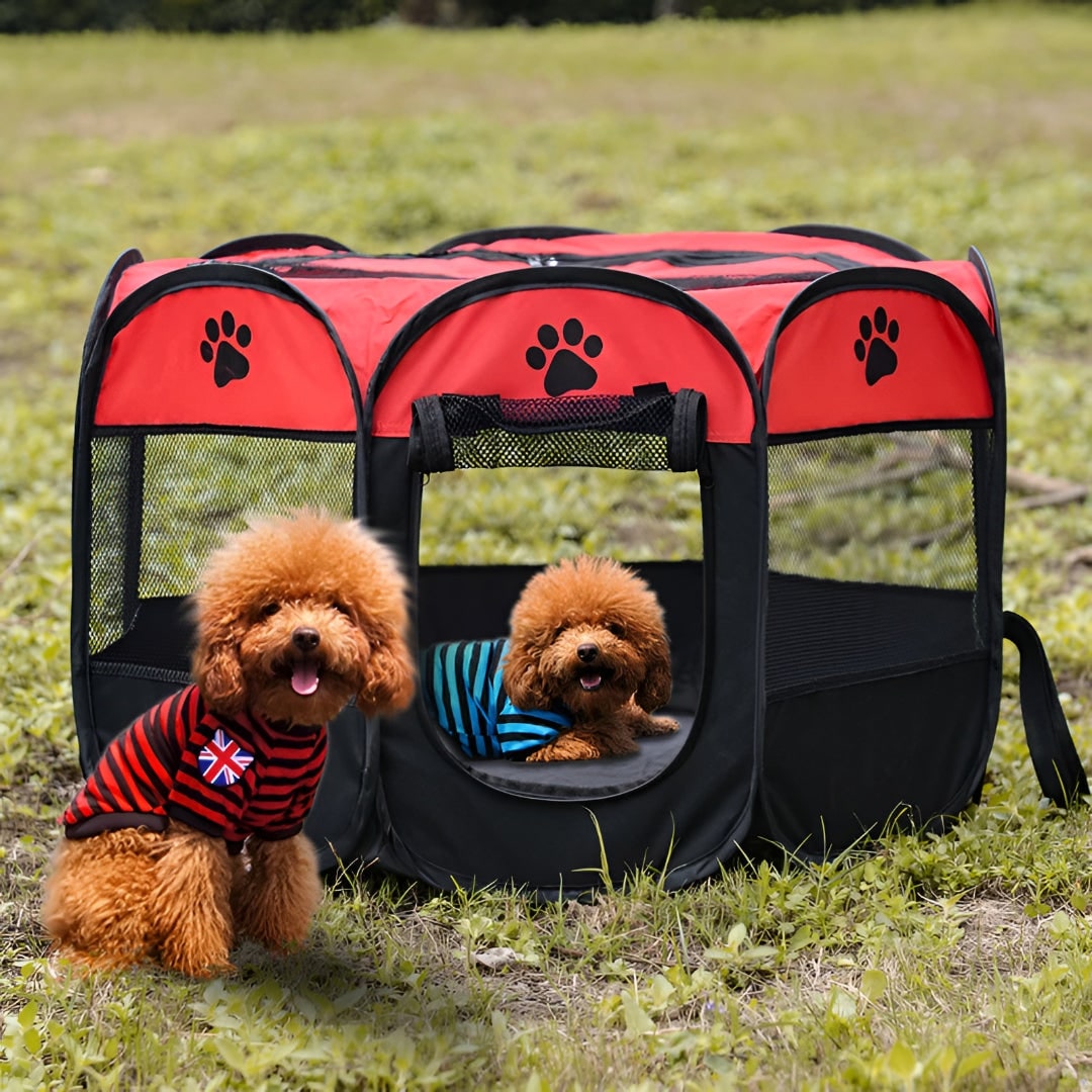 Foldable Dog Playpen Cat Pet Portable Mesh Breathable Zippered Octagonal Tent - Image 13
