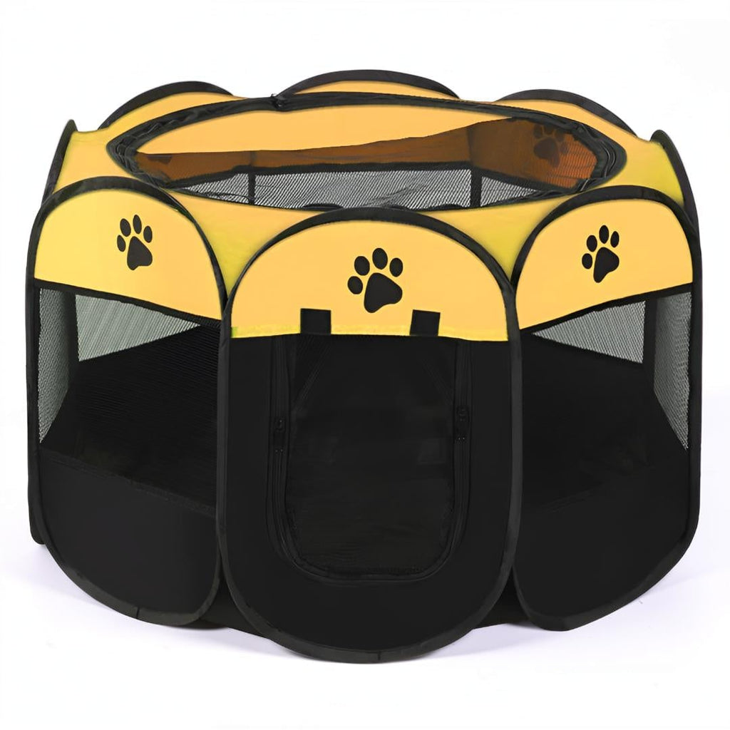 Foldable Dog Playpen Cat Pet Portable Mesh Breathable Zippered Octagonal Tent - Image 4