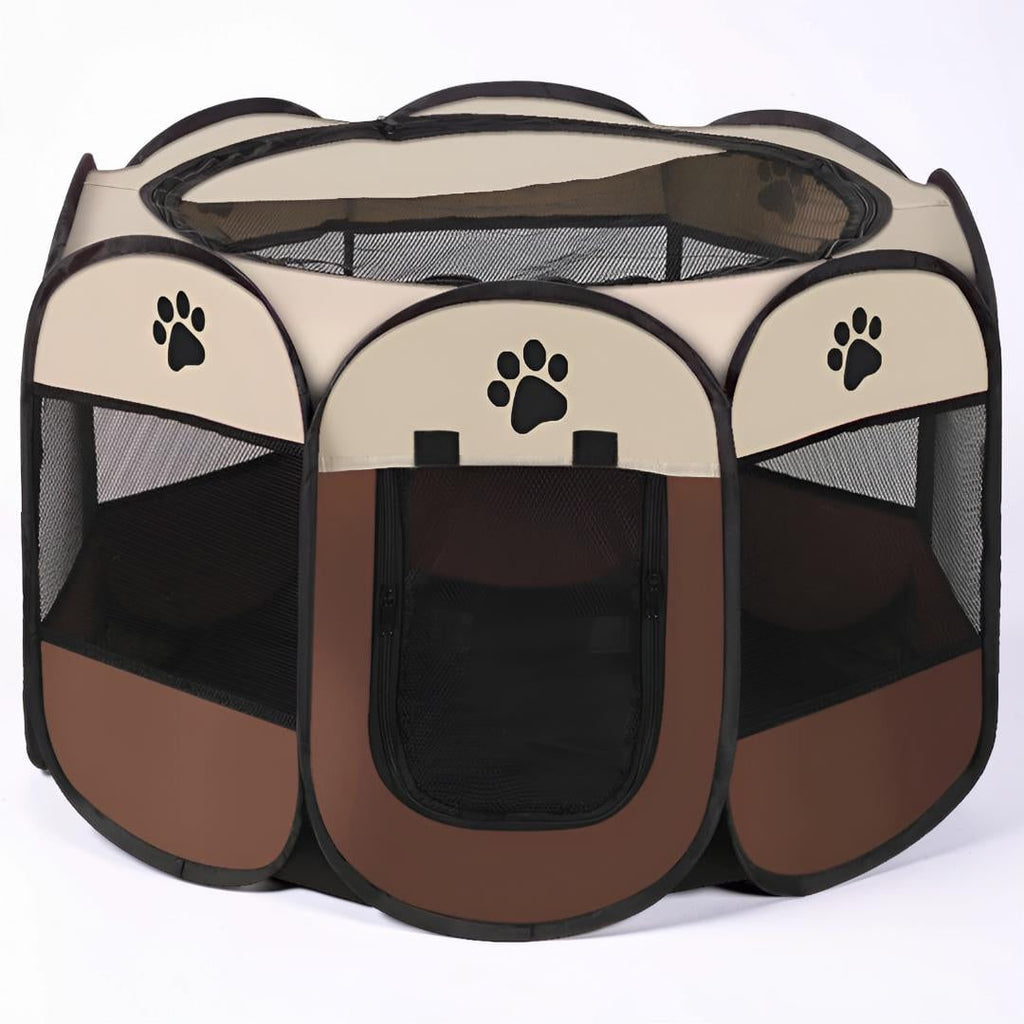 Foldable Dog Playpen Cat Pet Portable Mesh Breathable Zippered Octagonal Tent - Image 6