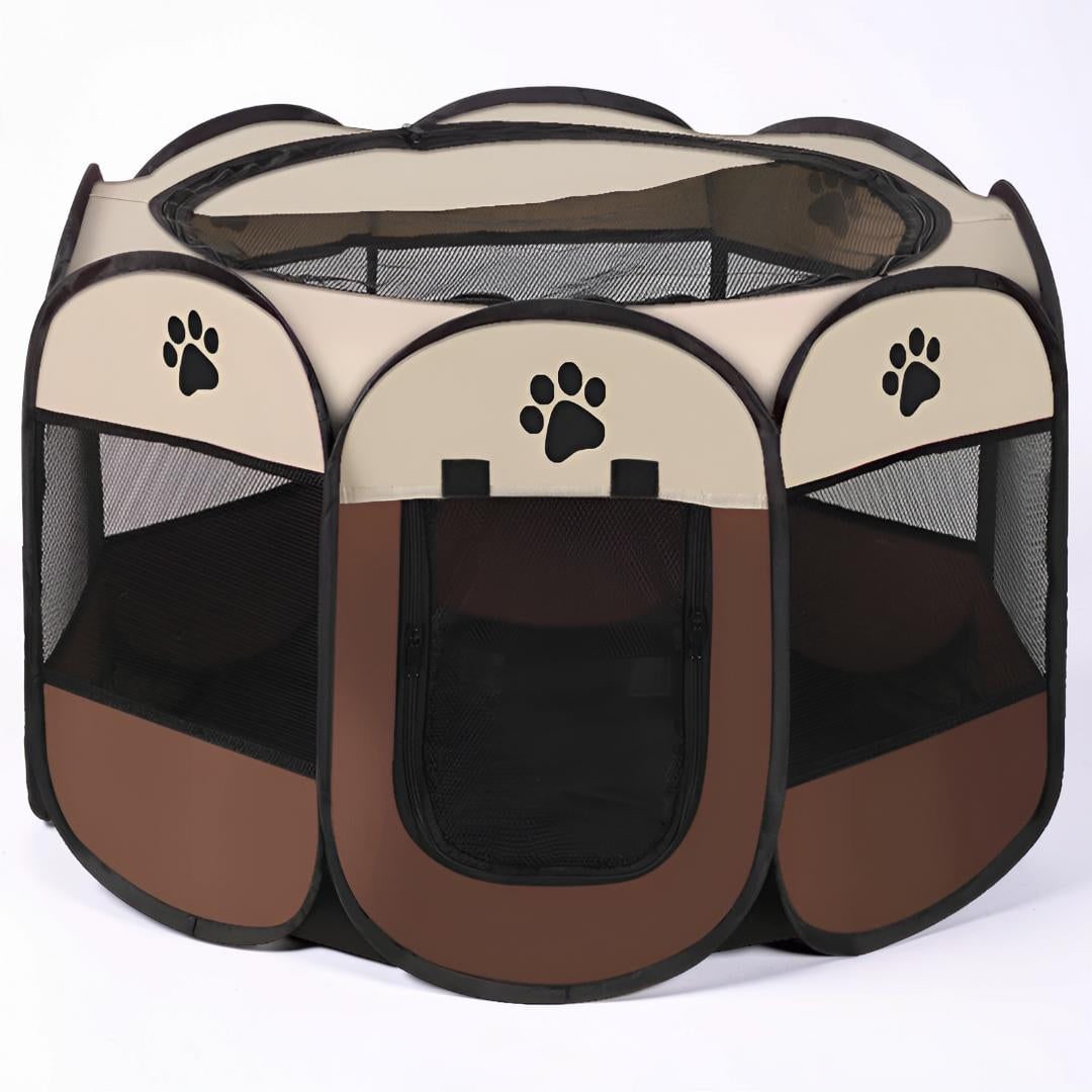 Foldable Dog Playpen Cat Pet Portable Mesh Breathable Zippered Octagonal Tent - Image 6