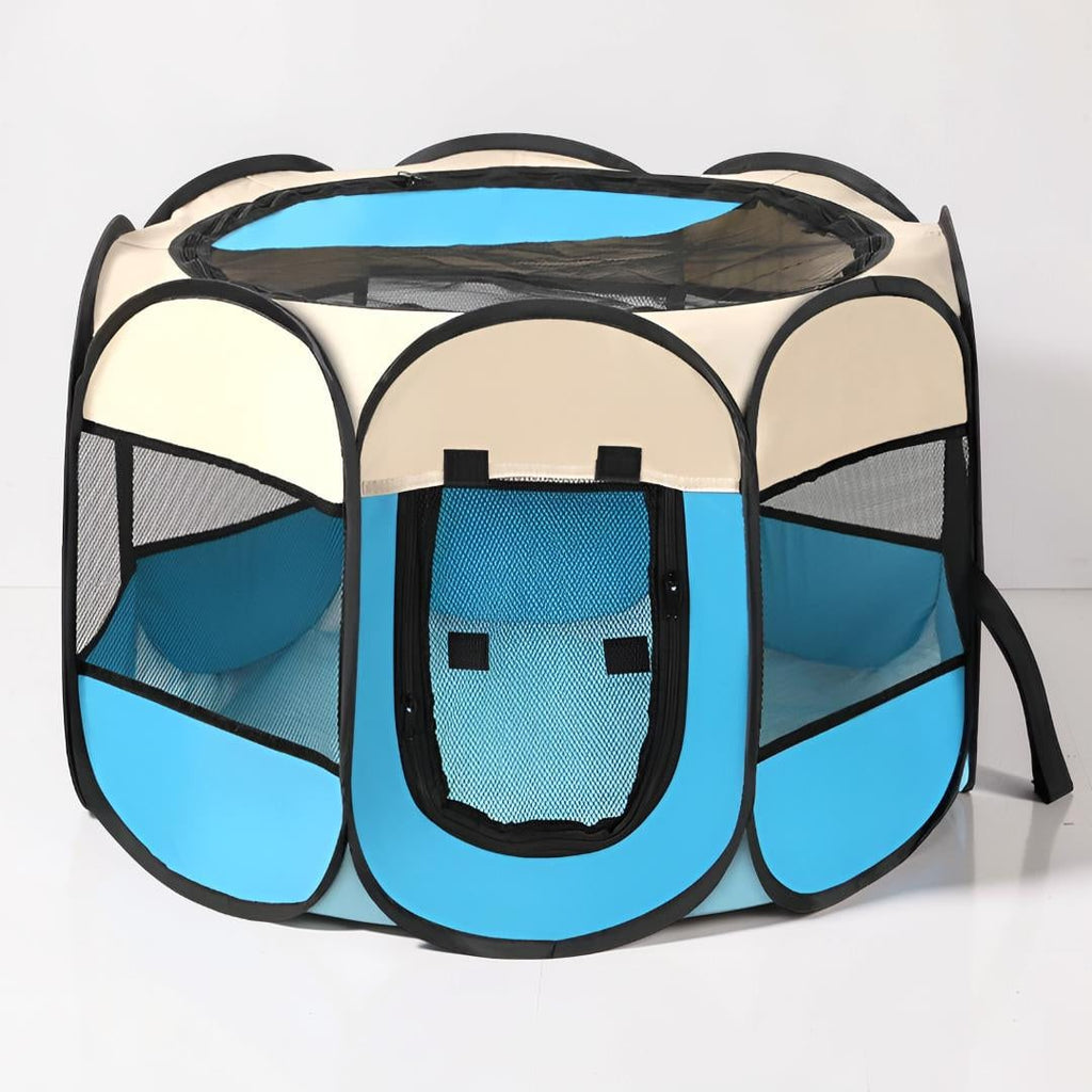 Foldable Dog Playpen Cat Pet Portable Mesh Breathable Zippered Octagonal Tent - Image 9