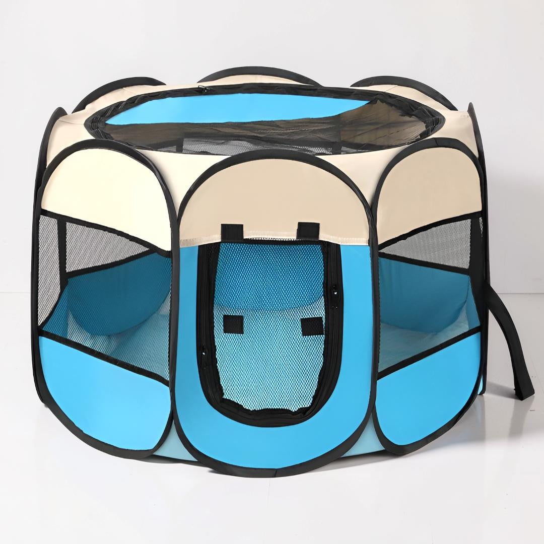 Foldable Dog Playpen Cat Pet Portable Mesh Breathable Zippered Octagonal Tent - Image 9