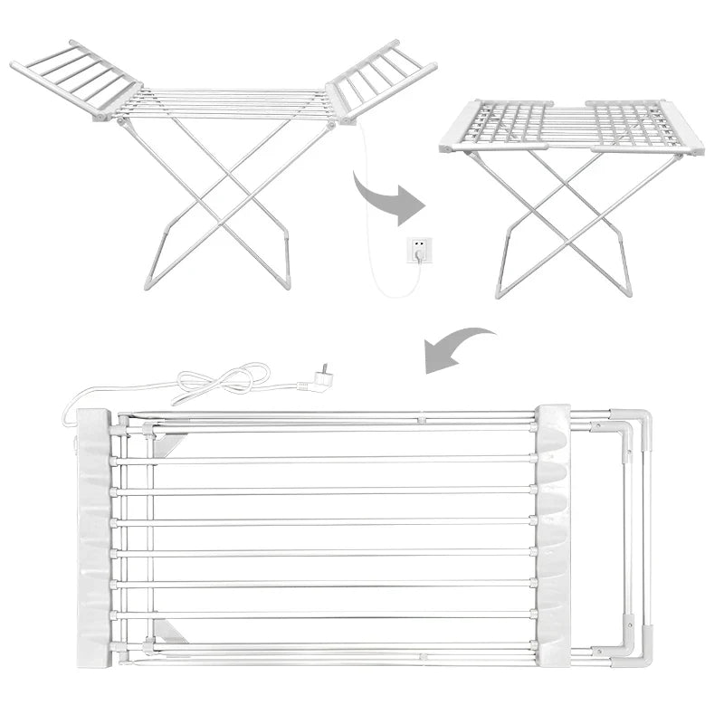 Foldable Heated Clothes Drying Rack and Airer with Adjustable Wings for Indoor Use - Image 5