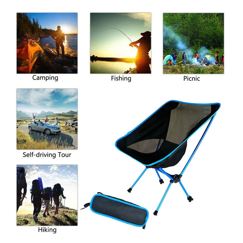 Folding Camping Chair Collapsible Portable Lightweight Aluminum with Breathable Mesh and Storage Bag - Image 1