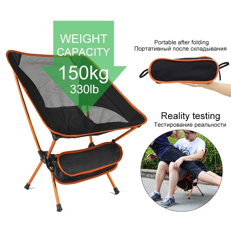 Folding Camping Chair Collapsible Portable Lightweight Aluminum with Breathable Mesh and Storage Bag - Image 14