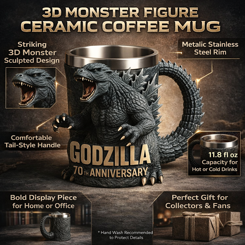 Fun Coffee Mug Novelty Monster Stainless Steel Sculpted 3D Themed - Image 4