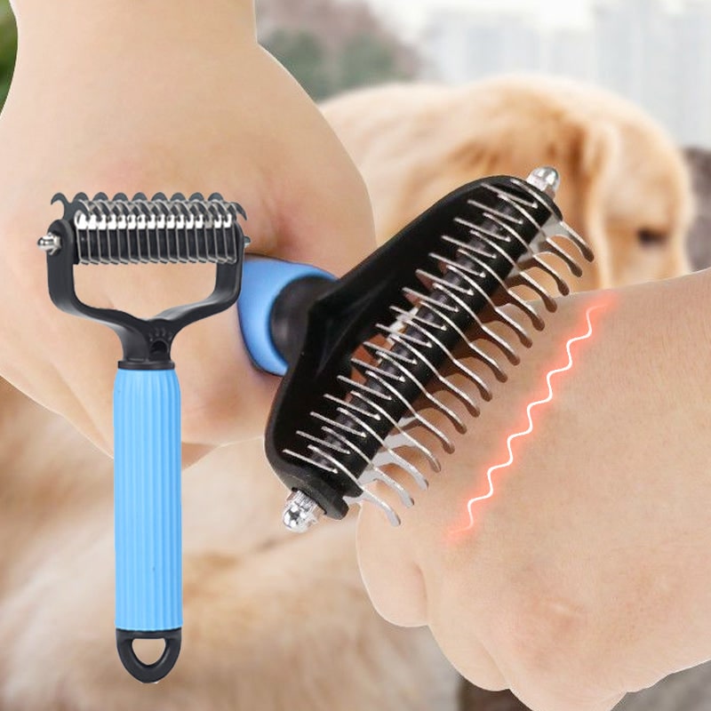 Fur Rake for Dogs with Double-Sided Dematting Comb and Curved Steel Teeth - Image 7
