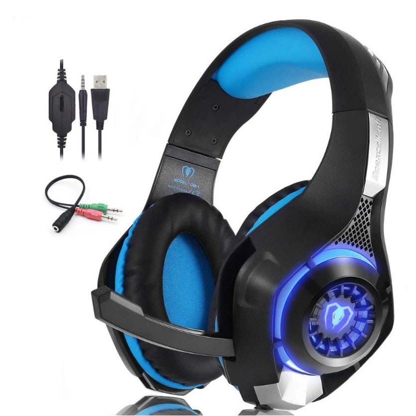 Gaming Headphones with Microphone Wired Over Ear Headset with LED Lights and Volume Control - Image 2