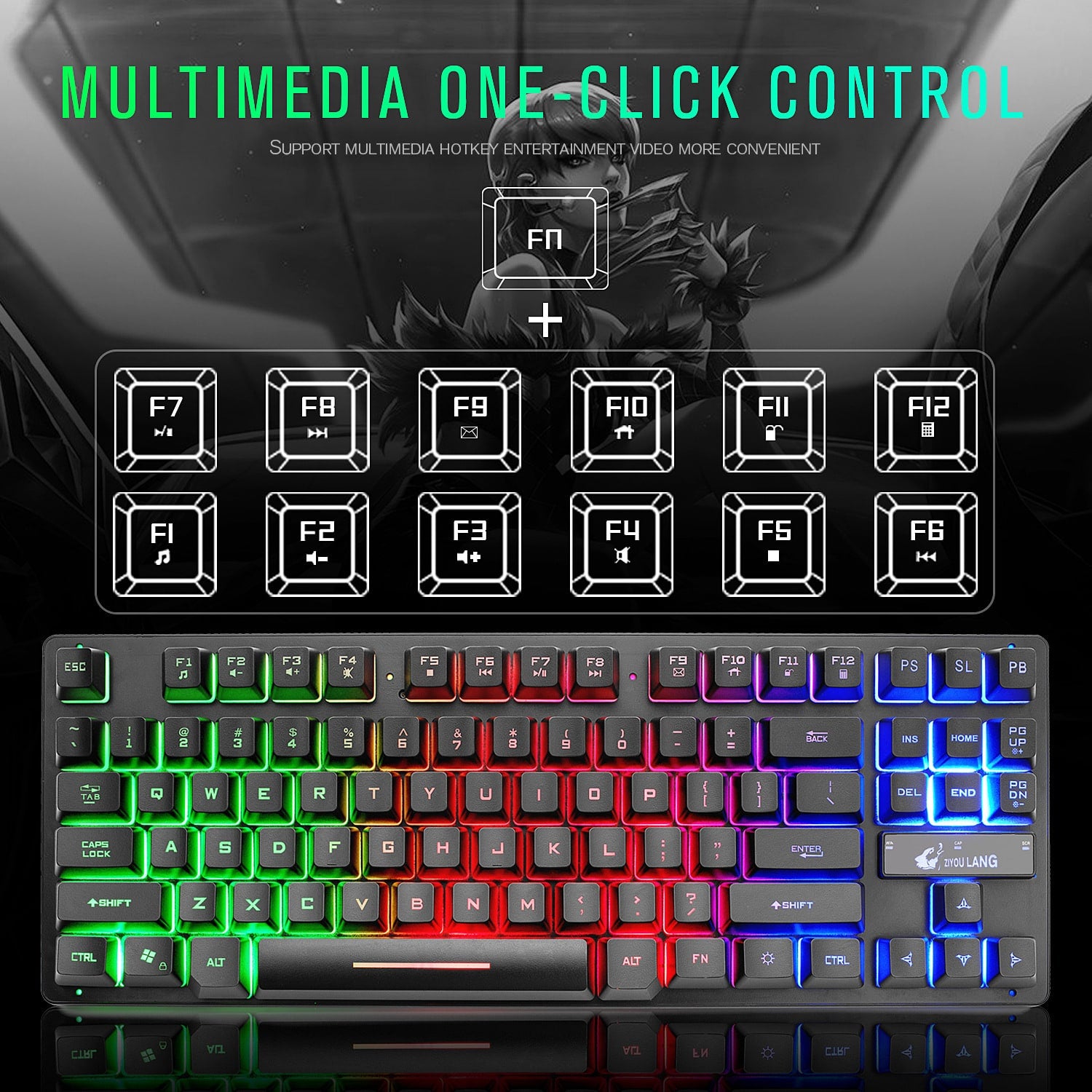 Gaming Keyboard Low Profile Mechanical with Rgb Backlighting and 87-Key Tenkeyless Layout - Image 4