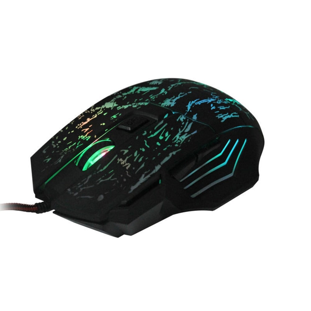 Gaming Mouse Wired USB with Rgb LED Crackle Pattern and Dpi Adjustment - Image 1