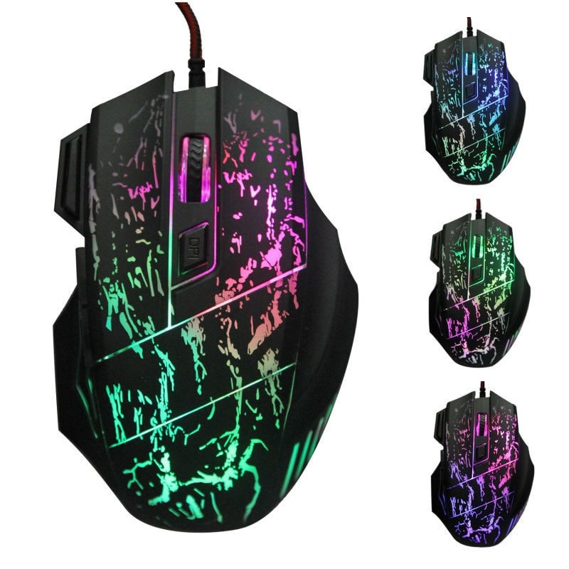 Gaming Mouse Wired USB with Rgb LED Crackle Pattern and Dpi Adjustment - Image 2