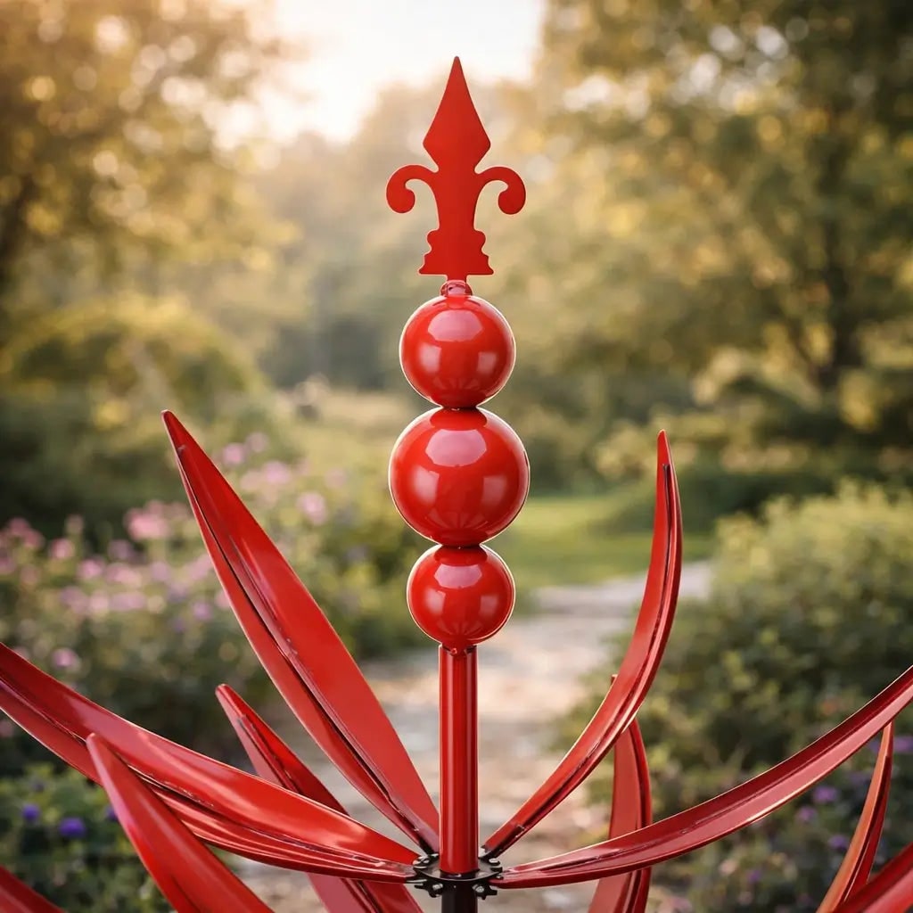 Garden Wind Spinners with Kinetic Metal Lotus Flower Design and Decorative Yard Lawn - Image 5