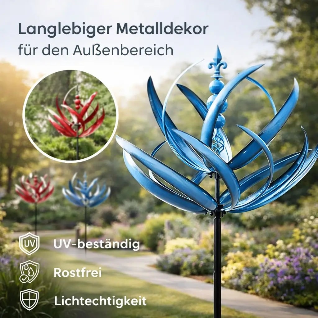 Garden Wind Spinners with Kinetic Metal Lotus Flower Design and Decorative Yard Lawn - Image 6