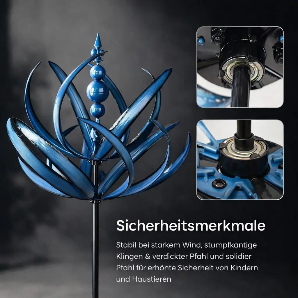 Garden Wind Spinners with Kinetic Metal Lotus Flower Design and Decorative Yard Lawn - Image 9