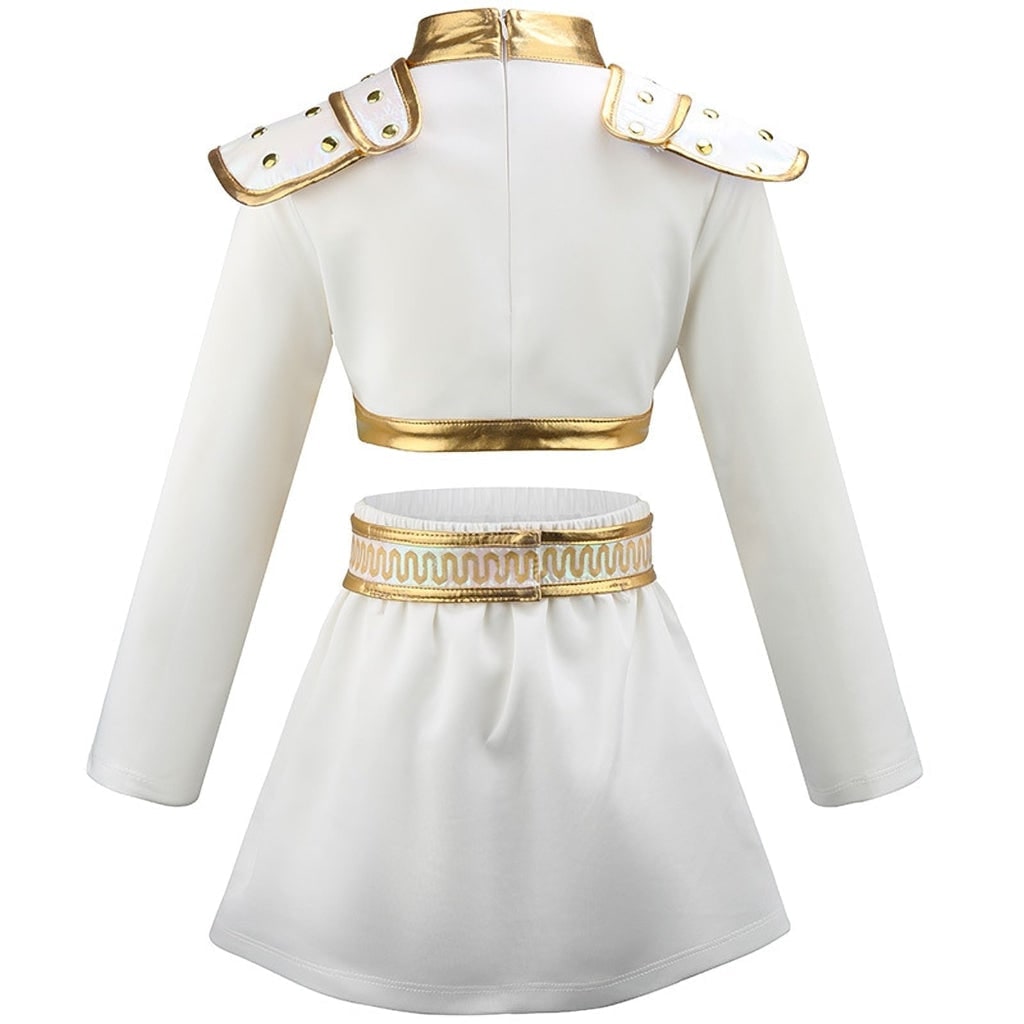 Girls' Halloween Gold Dance Costume with Sequined Jacket and Pleated Skirt Wear Solution - Image 2