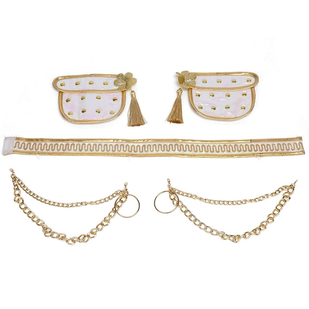 Girls' Halloween Gold Dance Costume with Sequined Jacket and Pleated Skirt Wear Solution - Image 3