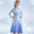 Girls' Halloween Ice Princess Costume Dress with Sheer Cape and Snowflake Details - Image 1