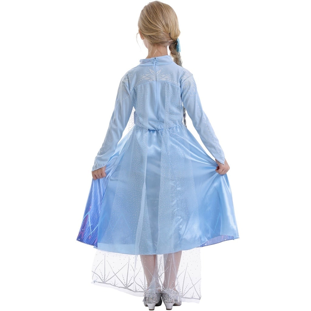 Girls' Halloween Ice Princess Costume Dress with Sheer Cape and Snowflake Details - Image 5