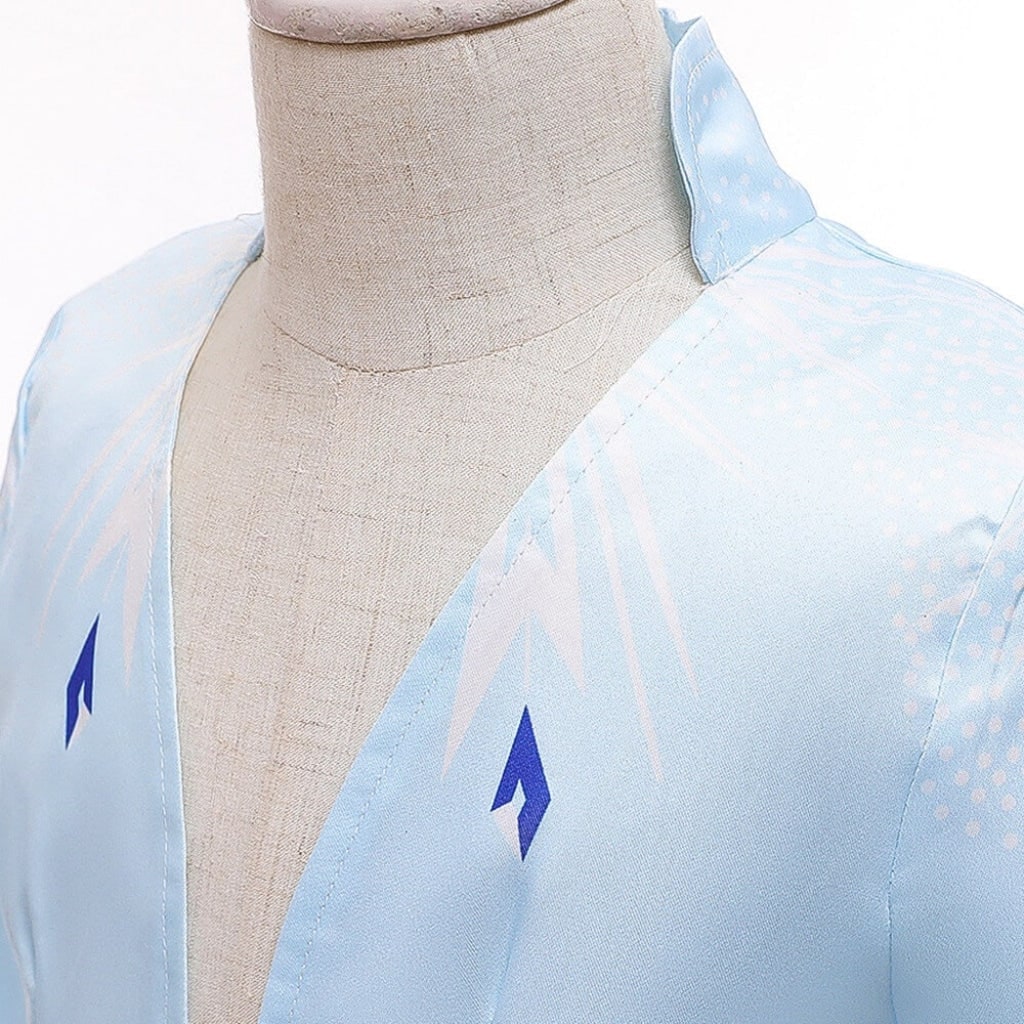 Girls' Halloween Ice Princess Costume Dress with Sheer Cape and Snowflake Details - Image 6