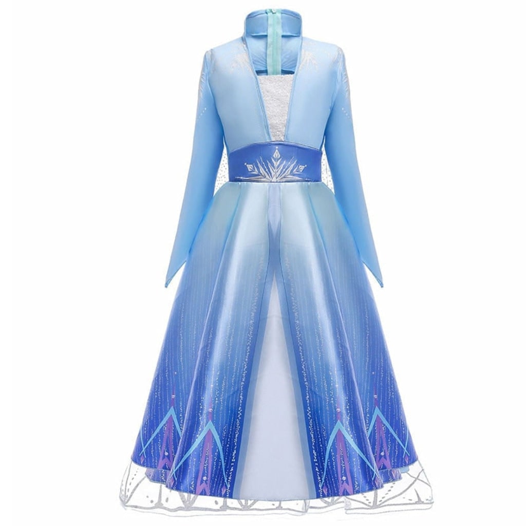 Girls' Halloween Ice Princess Costume Dress with Sheer Cape and Snowflake Details - Image 7