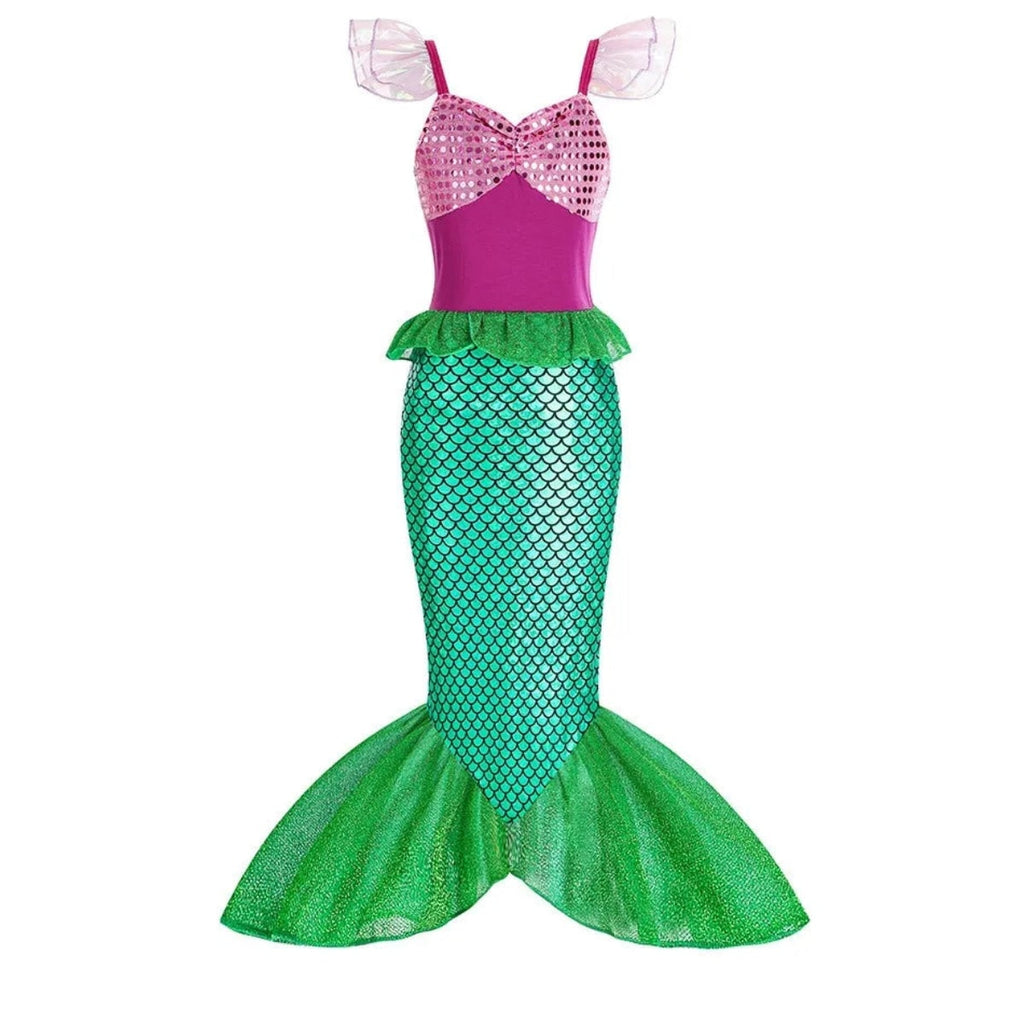Girls' Halloween Mermaid Costume Dress-Up with Accessories and Tulle Fin for Party - Image 9