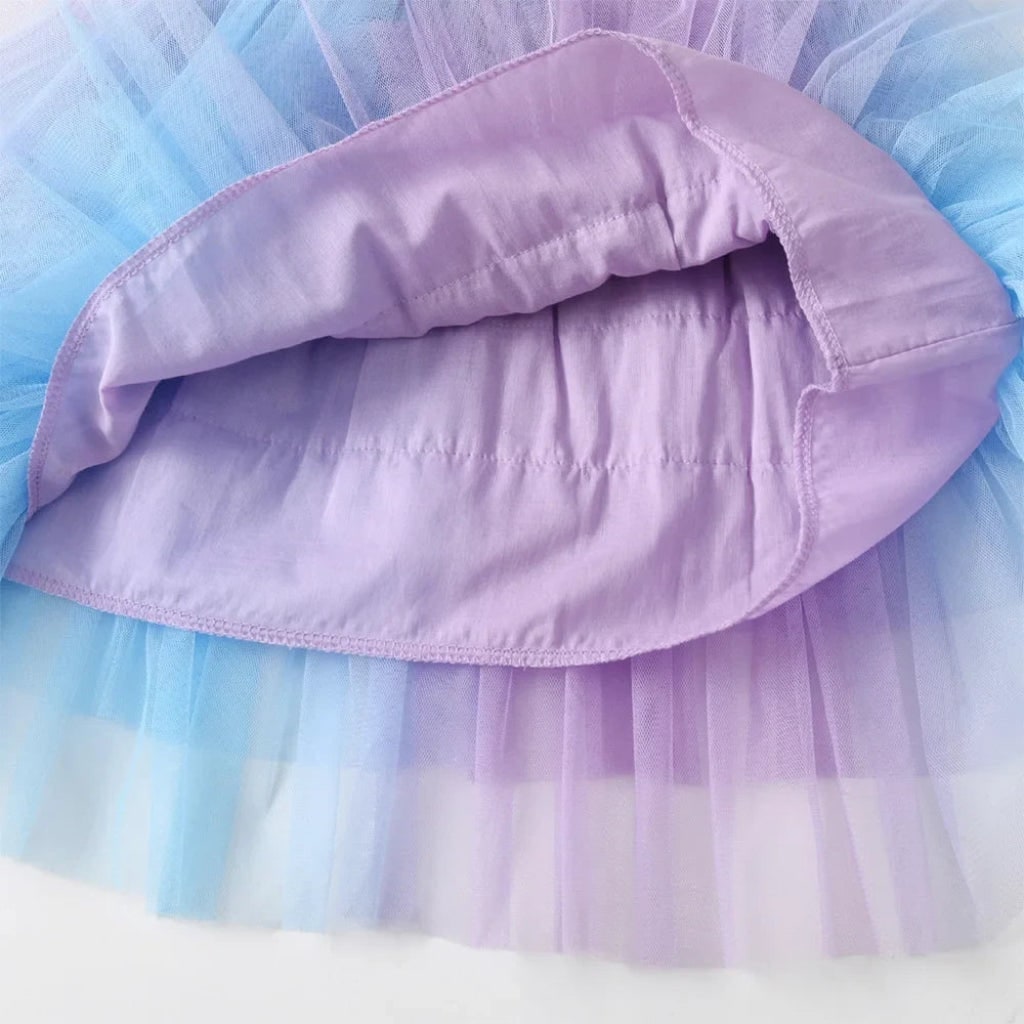 Girls' Halloween Mermaid Tutu Dress with Tiered Tulle Skirt and Ruffled Cap Sleeves - Image 4