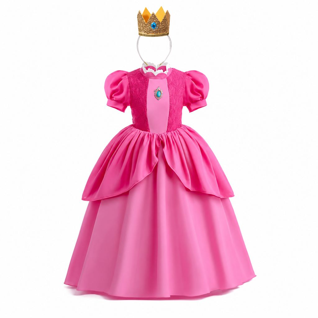 Girls' Halloween mushroom princess Toadstool Costume Dress with Crown Gloves and Wand - Image 3