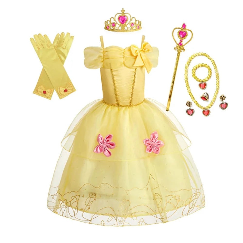 Girls' Halloween Princess Costume and Dresses for Tiara and Gloves Cat Woman - Image 3