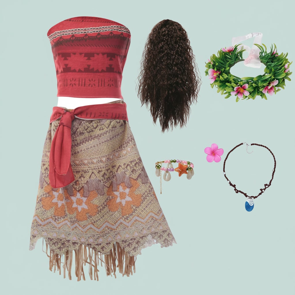 Girls' Halloween Princess Costume and Dresses for Two Piece Set with Strapless Top Wrap Skirt Wig - Image 7