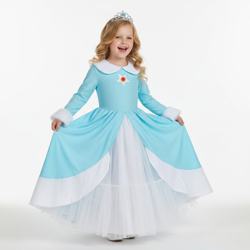 Girls' Halloween Princess Costume and Dresses with Crown Wand Dorothy Wizard Of Oz - Image 1