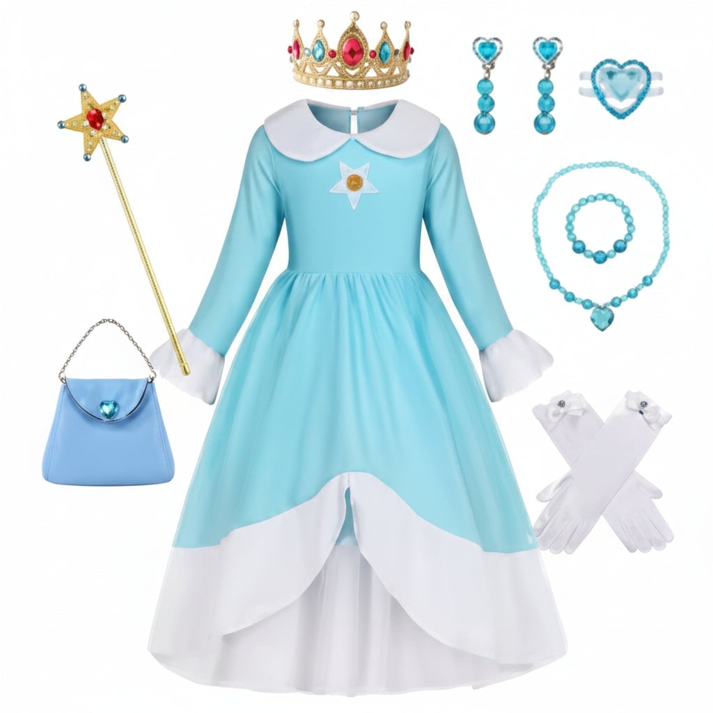 Girls' Halloween Princess Costume and Dresses with Crown Wand Dorothy Wizard Of Oz - Image 3