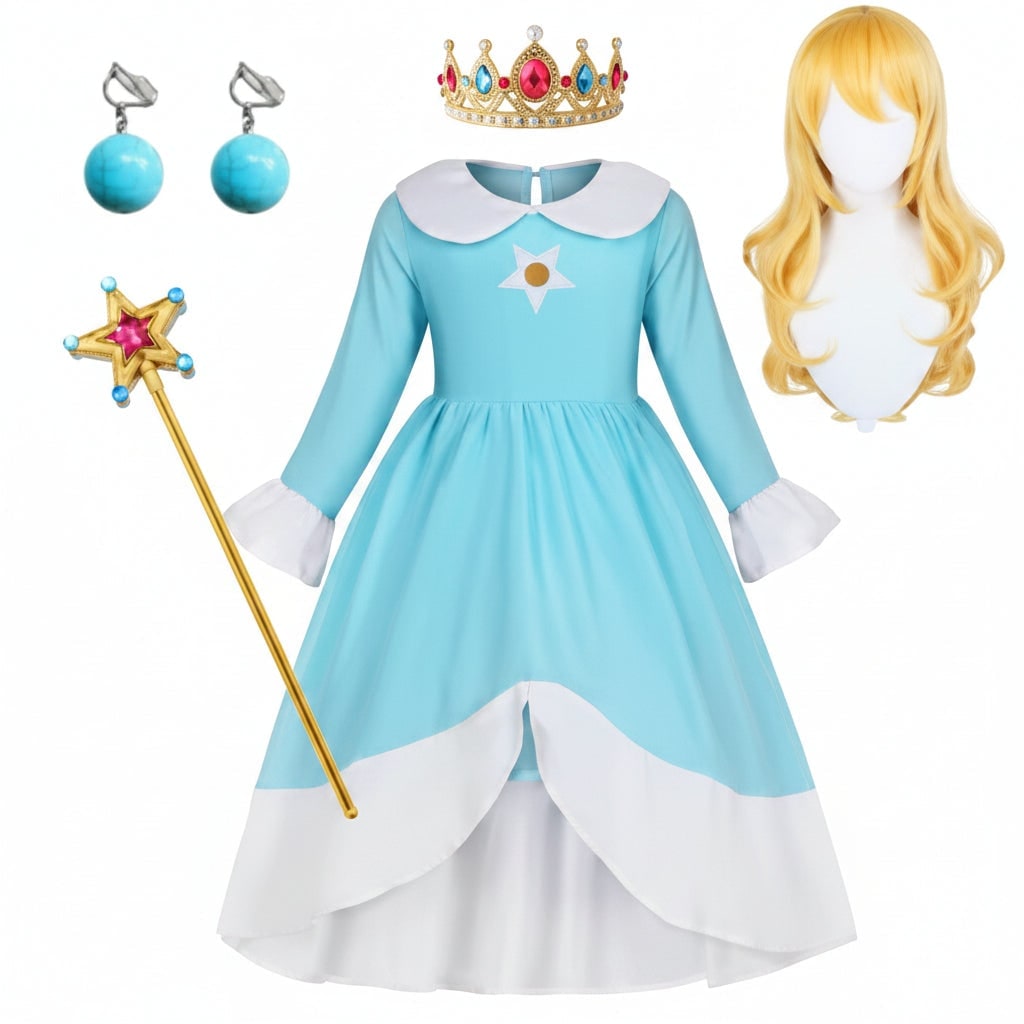 Girls' Halloween Princess Costume and Dresses with Crown Wand Dorothy Wizard Of Oz - Image 4