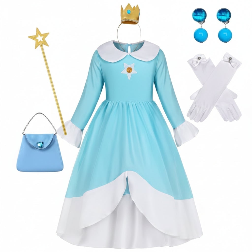 Girls' Halloween Princess Costume and Dresses with Crown Wand Dorothy Wizard Of Oz - Image 5