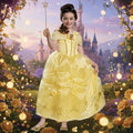 Girls' Halloween Princess Costume Dress with Gold Sequin Bodice and Tulle Skirt - Image 1