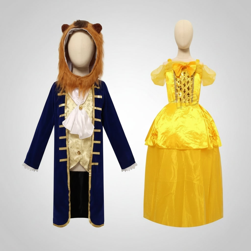 Girls' Halloween Princess Costume Dress with Gold Sequin Bodice and Tulle Skirt - Image 2