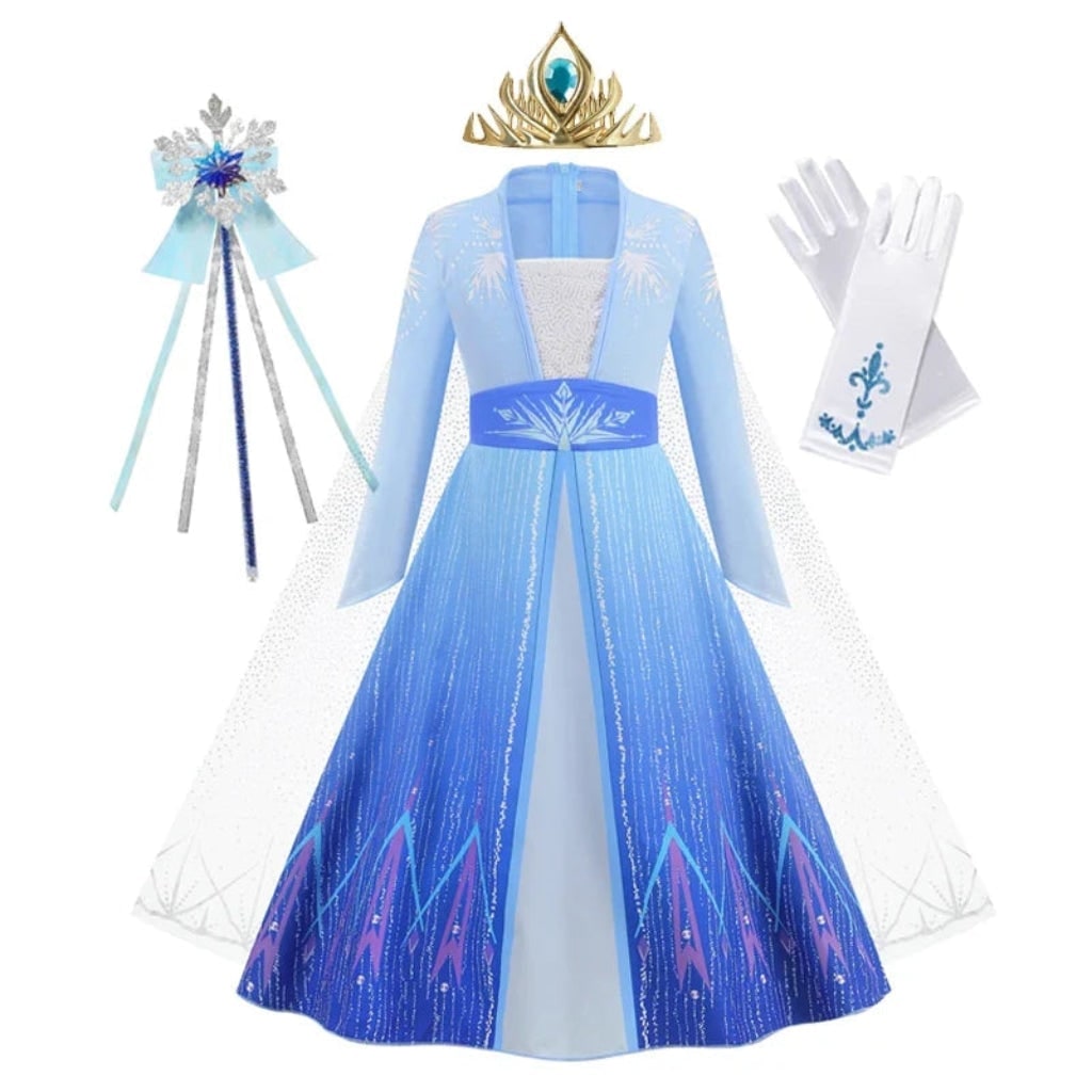 Girls' Halloween Princess Costume Dress with Sequined Bodice Gradient Skirt Cape - Image 3