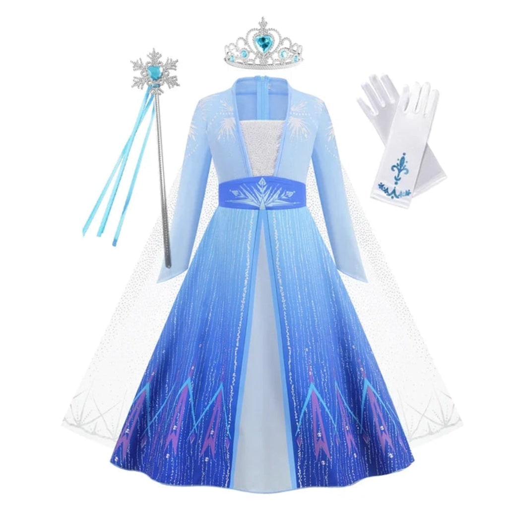 Girls' Halloween Princess Costume Dress with Sequined Bodice Gradient Skirt Cape - Image 5
