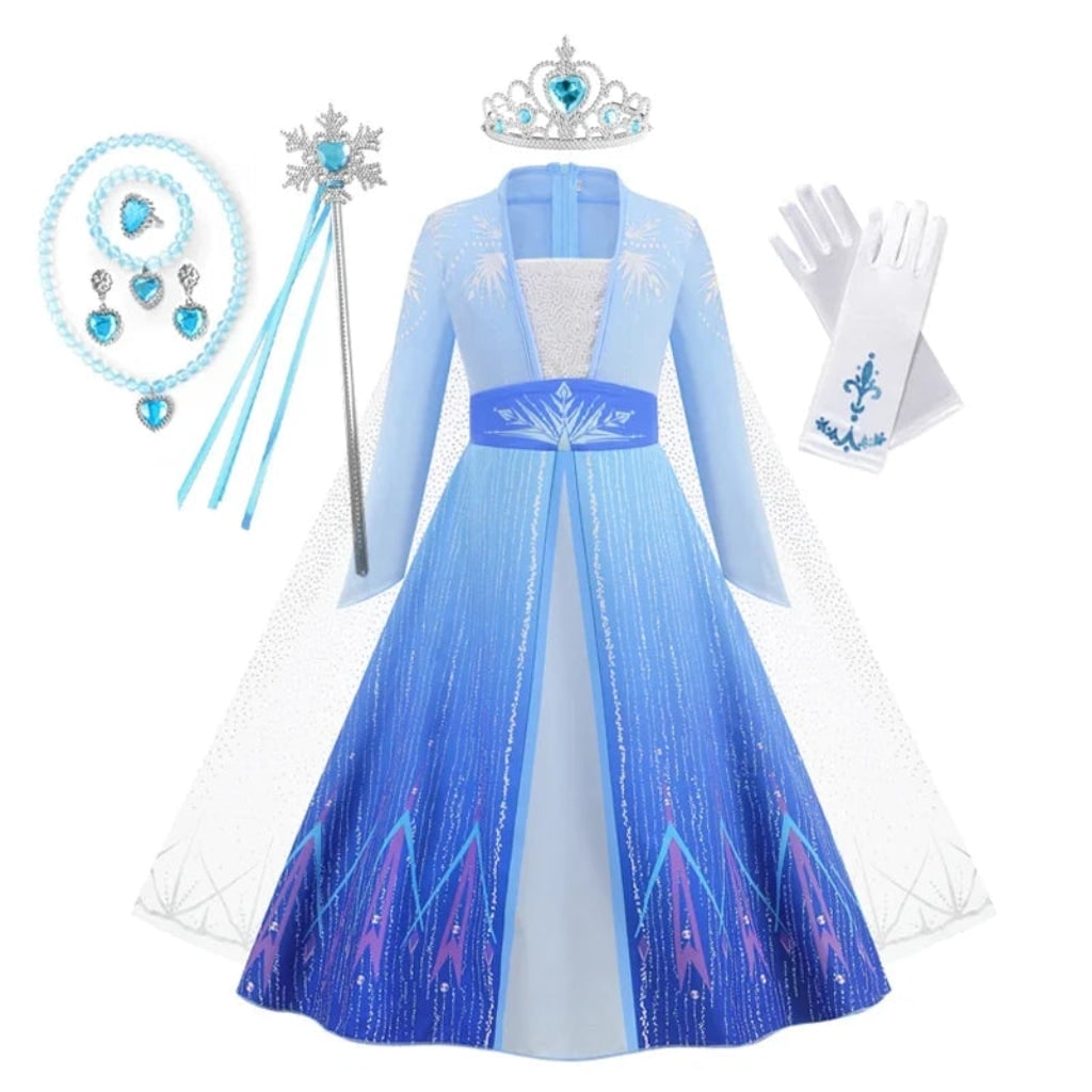 Girls' Halloween Princess Costume Dress with Sequined Bodice Gradient Skirt Cape - Image 6