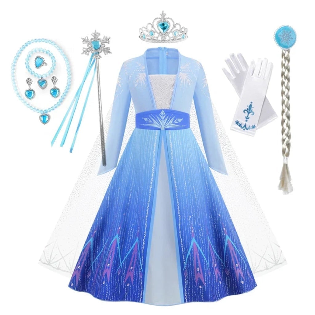 Girls' Halloween Princess Costume Dress with Sequined Bodice Gradient Skirt Cape - Image 7