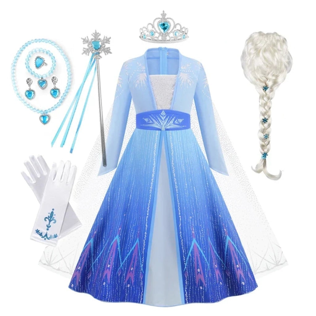 Girls' Halloween Princess Costume Dress with Sequined Bodice Gradient Skirt Cape - Image 8