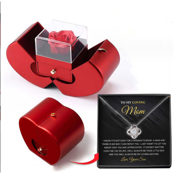 Girls' Jewelry Box with Preserved Rose and Dipped Stem -Shaped Gift Boxes for Gold - Image 1