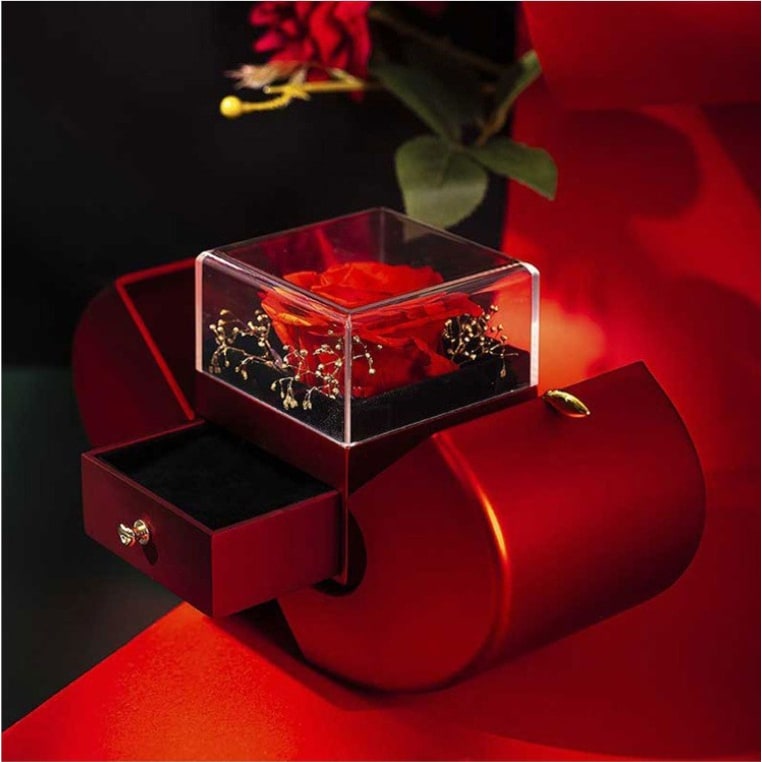 Girls' Jewelry Box with Preserved Rose and Dipped Stem -Shaped Gift Boxes for Gold - Image 10