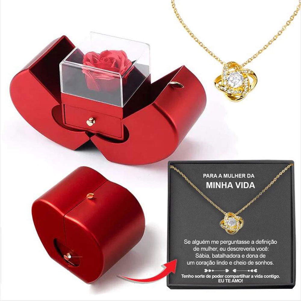 Girls' Jewelry Box with Preserved Rose and Dipped Stem -Shaped Gift Boxes for Gold - Image 11