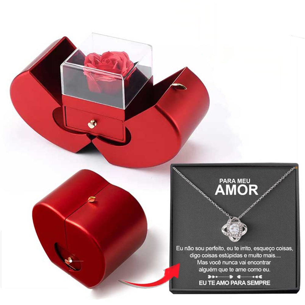 Girls' Jewelry Box with Preserved Rose and Dipped Stem -Shaped Gift Boxes for Gold - Image 14