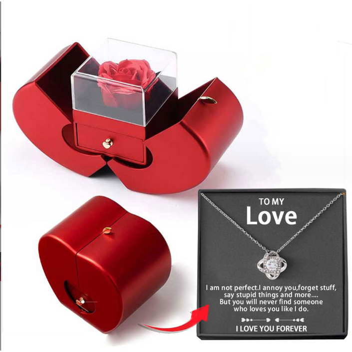 Girls' Jewelry Box with Preserved Rose and Dipped Stem -Shaped Gift Boxes for Gold - Image 16